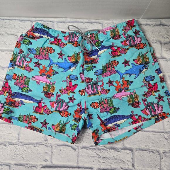 NWT Boardies Men's Mulga Ocean Blue Mid-Length Swim Short Sharks Starfish XXXL - Picture 2 of 14